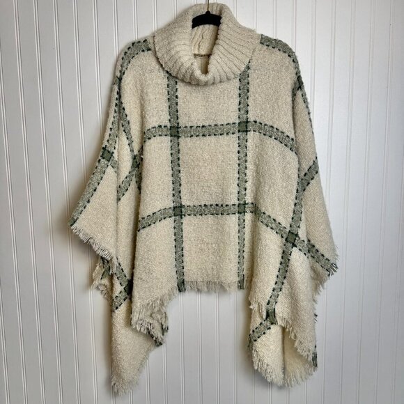 World Market NWT Ivory Turtleneck Sweater Poncho M21 - Picture 2 of 6
